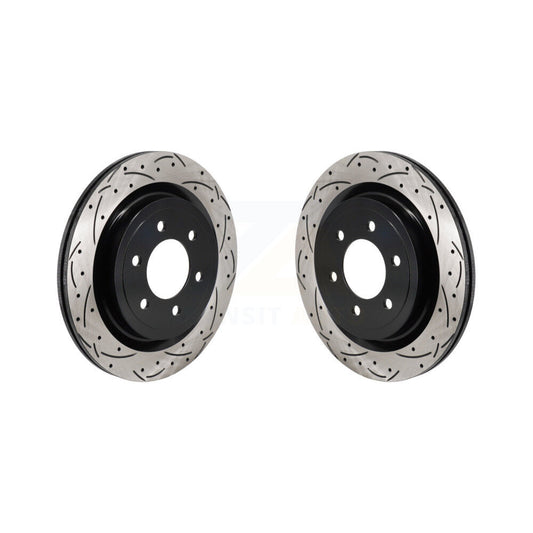 Coated Drilled Slotted Disc Brake Rotors Rear Pair For Ford F-150 Lightning