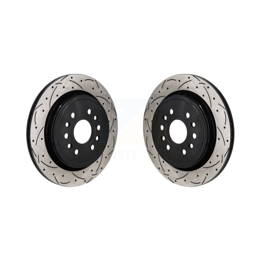 Coated Drill Slot Disc Brake Rotors Rear Pair For Ram 1500 Jeep Wagoneer Grand L