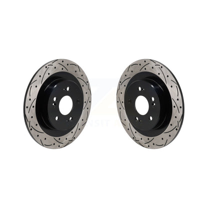 Coated Drilled Slotted Disc Brake Rotors Rear Pair For 2021-2023 Acura TLX