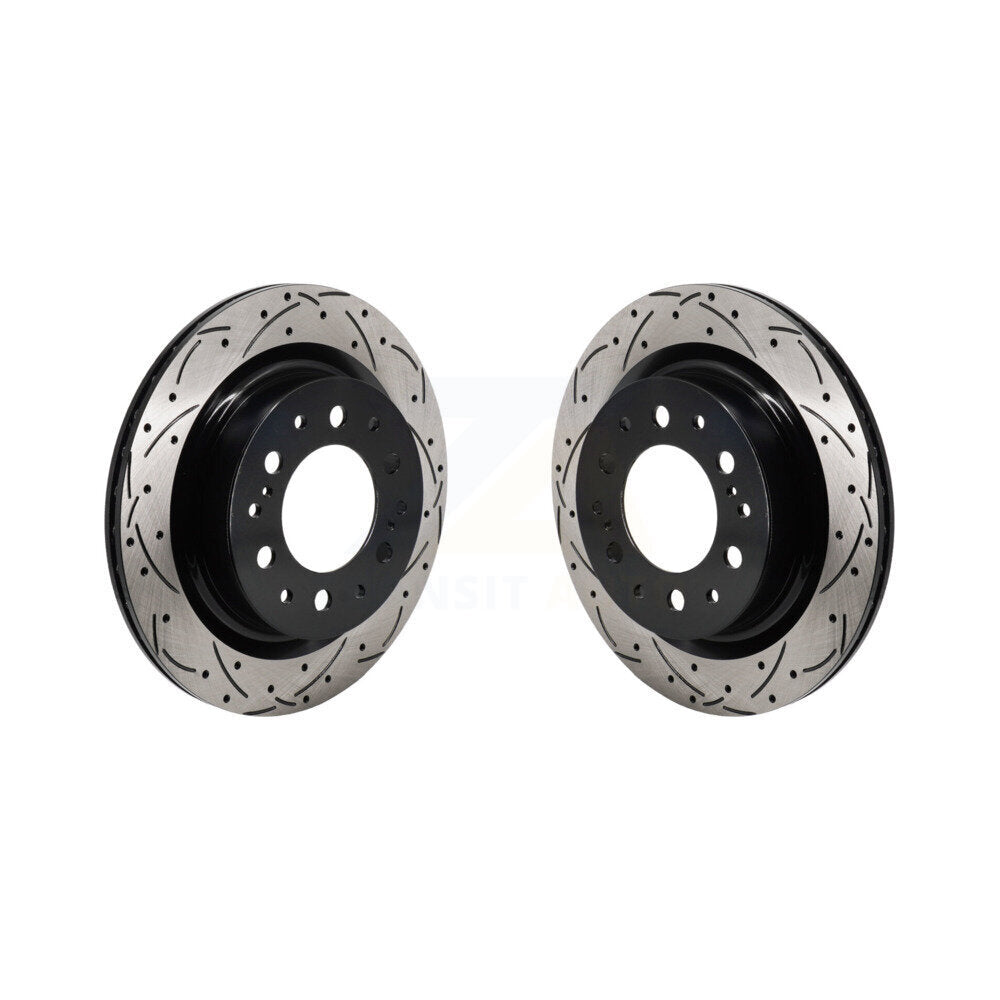 Coat Drill Slot Disc Brake Rotor Rear Pair For Toyota Tundra Sequoia Lexus LX600