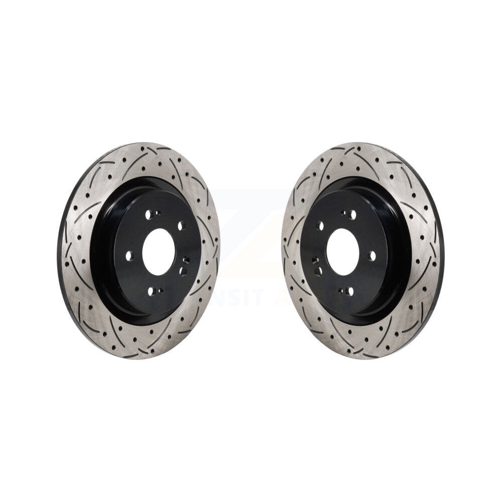 Coated Drilled Slotted Disc Brake Rotors Rear Pair For 2022-2024 Acura MDX