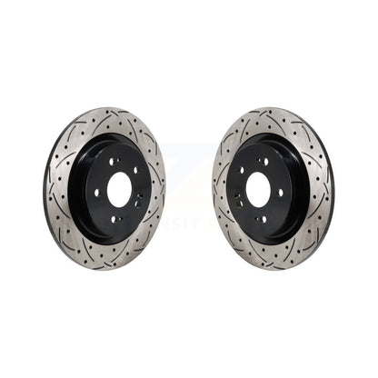 Coated Drilled Slotted Disc Brake Rotors Rear Pair For 2022-2024 Acura MDX
