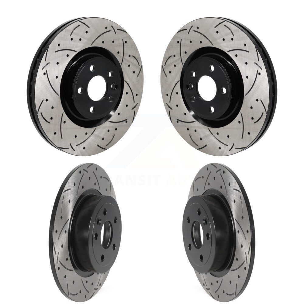 Coated Drilled Slot Disc Brake Rotors Front Rear Kit For Land Rover Range Evoque
