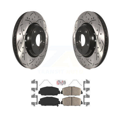 Coated Drill Slot Disc Brake Rotors Ceramic Pad Front Kit For Honda Civic Accord