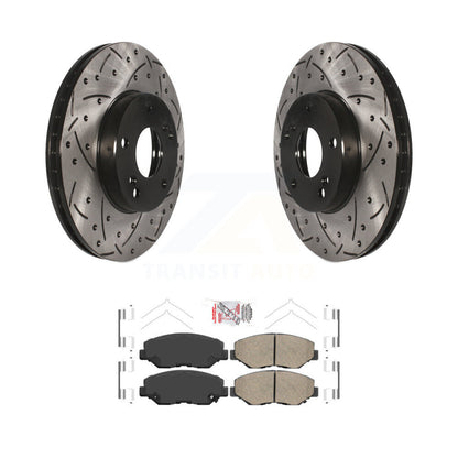 Drill Slot Brake Rotors Ceramic Pad Front Kit For Honda Accord Fit Element Acura