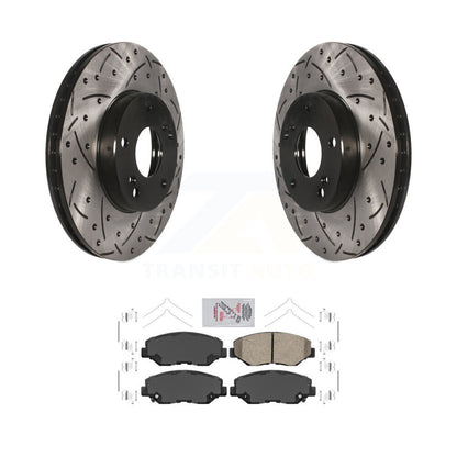 Coated Drilled Slot Disc Brake Rotors Ceramic Pad Front Kit For Honda Civic CR-Z