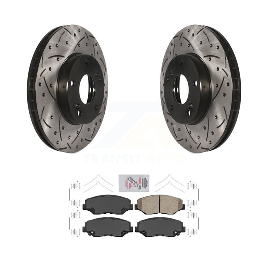 Coated Drilled Slot Disc Brake Rotors Ceramic Pad Front Kit For Honda Civic CR-Z