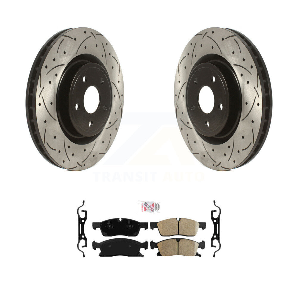 Coated Drilled Slotted Disc Brake Rotors Ceramic Pad Front Kit For Dodge Durango