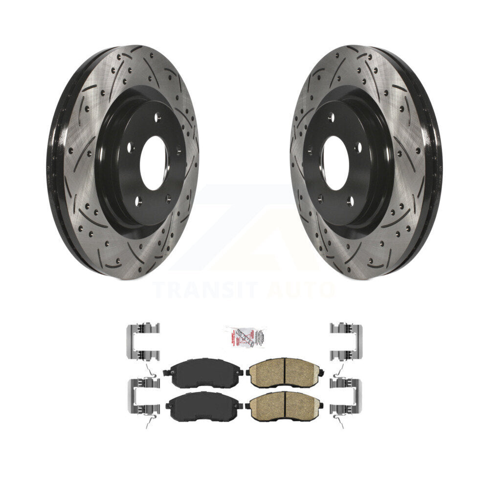 Coated Drilled Slotted Disc Brake Rotors & Ceramic Pad Front Kit For Nissan Juke