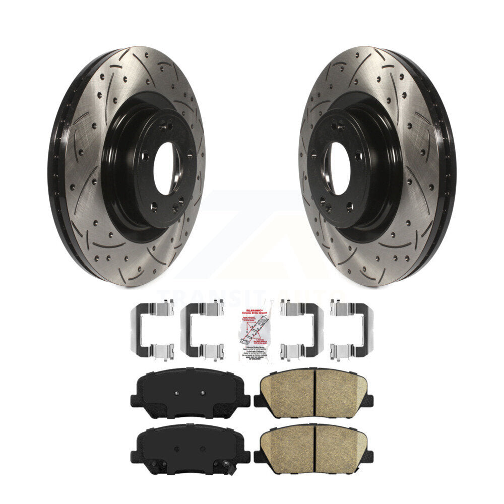Coat Drill Slot Disc Brake Rotor Ceramic Pad Front Kit For Hyundai Genesis Coupe