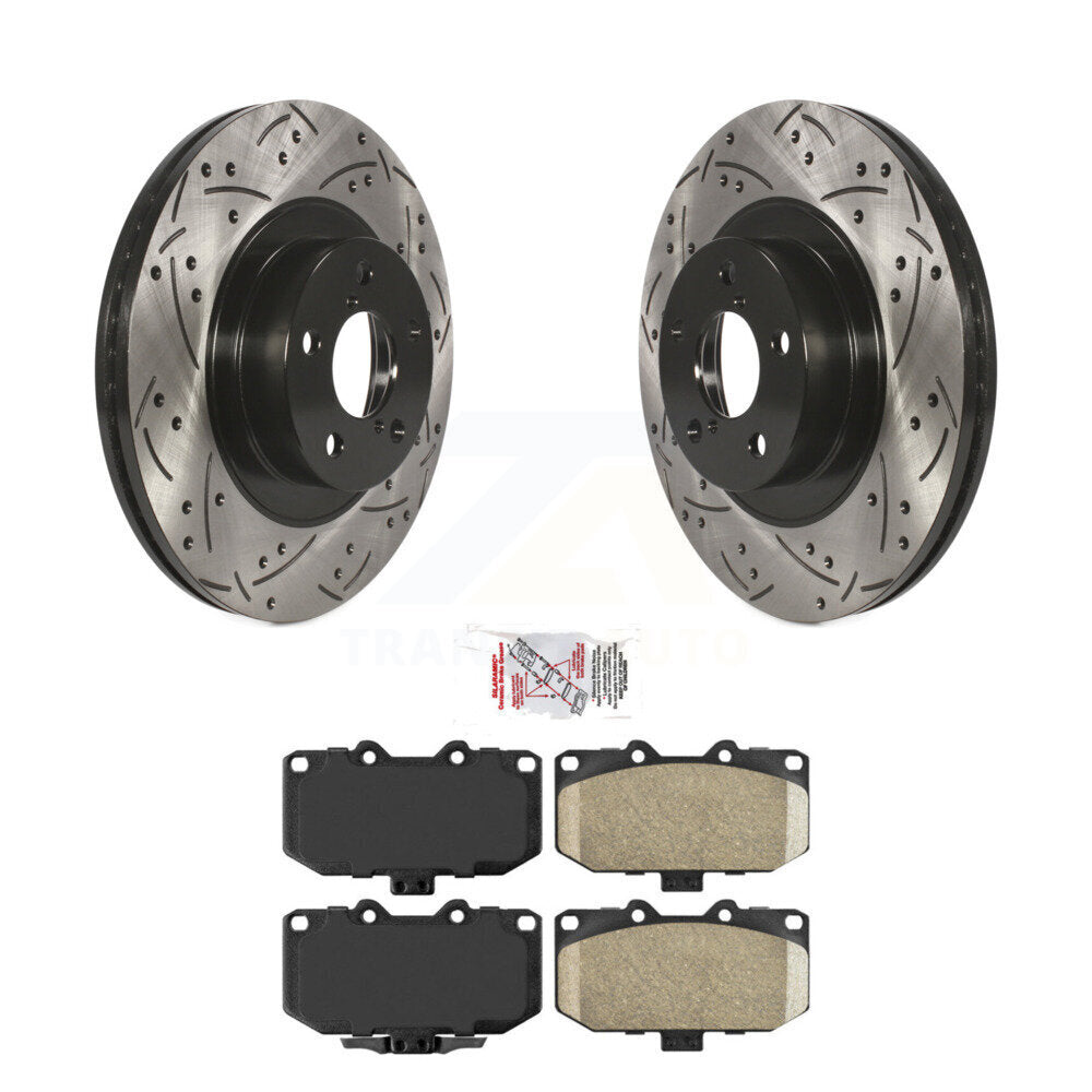Drilled Slot Brake Rotors Ceramic Pad Front Kit For 2006-2008 Subaru Impreza WRX