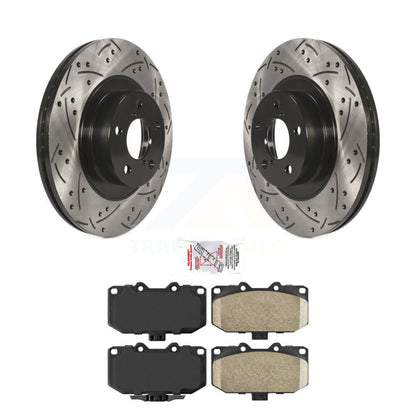 Drilled Slot Brake Rotors Ceramic Pad Front Kit For 2006-2008 Subaru Impreza WRX