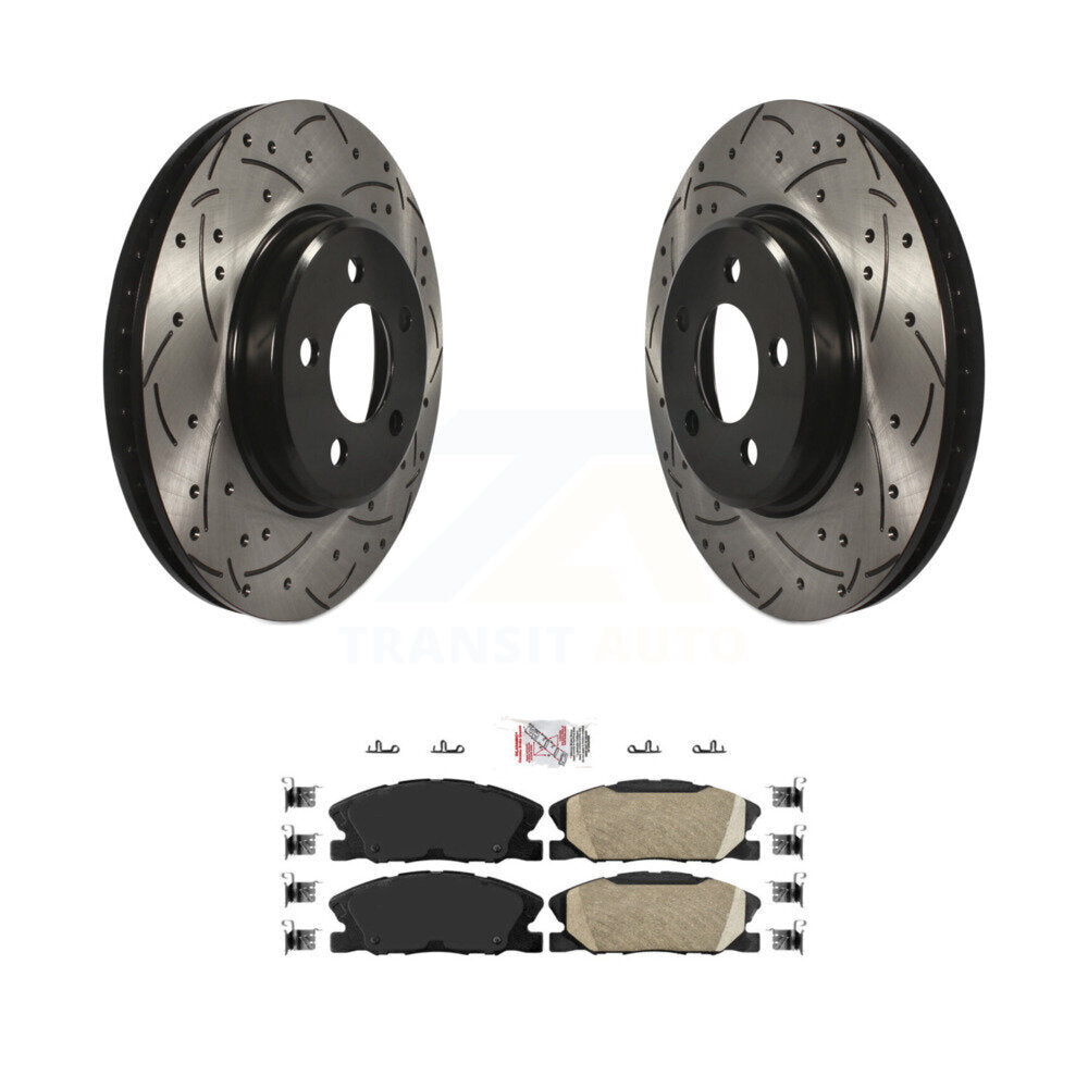 Coated Drilled Slotted Disc Brake Rotors Ceramic Pad Front Kit For Dodge Charger