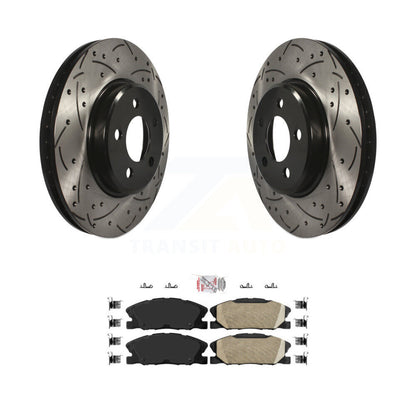 Coated Drilled Slotted Disc Brake Rotors Ceramic Pad Front Kit For Dodge Charger