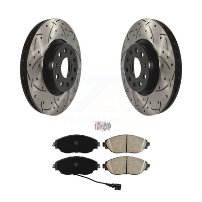 Drill Slot Brake Rotors Ceramic Pad Front Kit For Volkswagen GTI Audi A3 Quattro