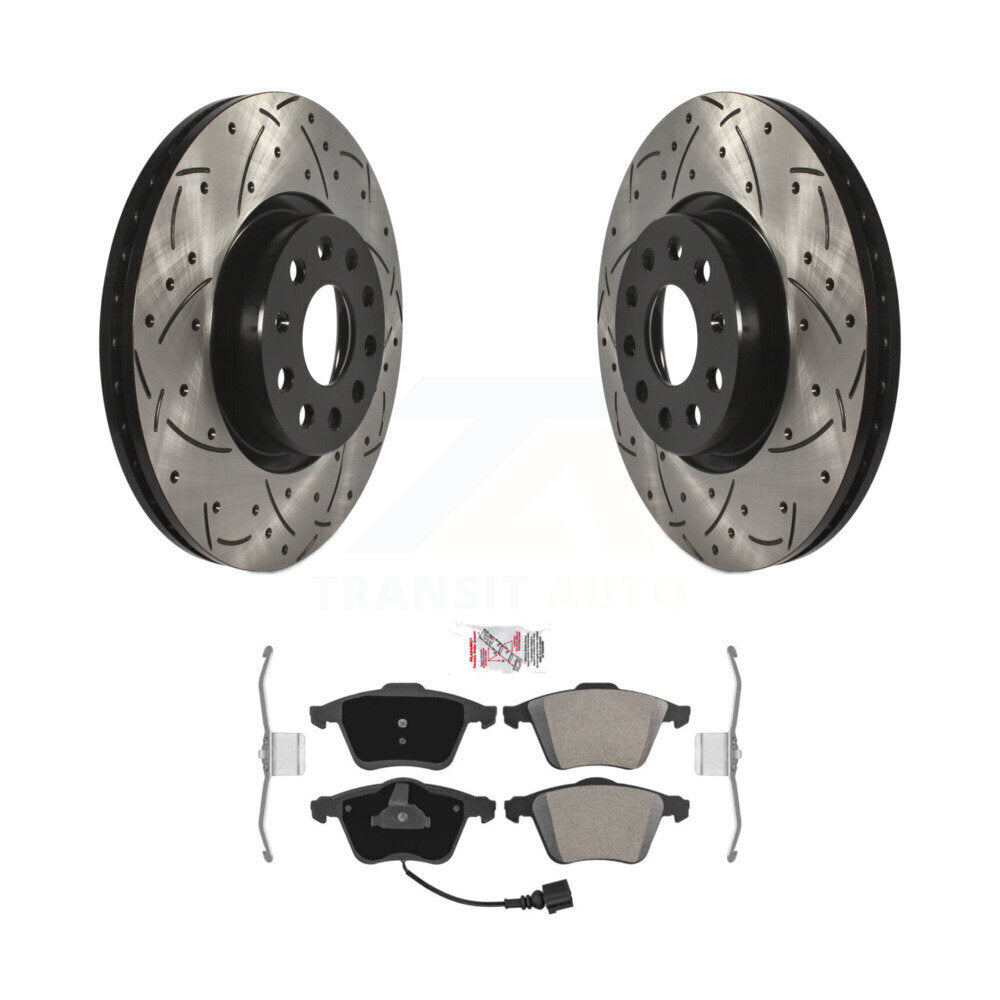 Drill Slot Disc Brake Rotor Semi-Metallic Pad Front Kit For Audi TT Quattro 3.2L