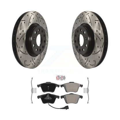 Drill Slot Disc Brake Rotor Semi-Metallic Pad Front Kit For Audi TT Quattro 3.2L