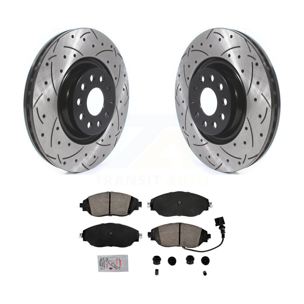 Drilled Slot Brake Rotor & Ceramic Pad Front Kit For Volkswagen Jetta Audi S3 A3