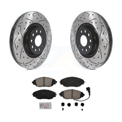Drilled Slot Brake Rotor & Ceramic Pad Front Kit For Volkswagen Jetta Audi S3 A3