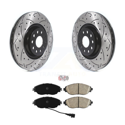 Drill Slot Brake Rotors Ceramic Pad Front Kit For Volkswagen Jetta Golf R GTI S3