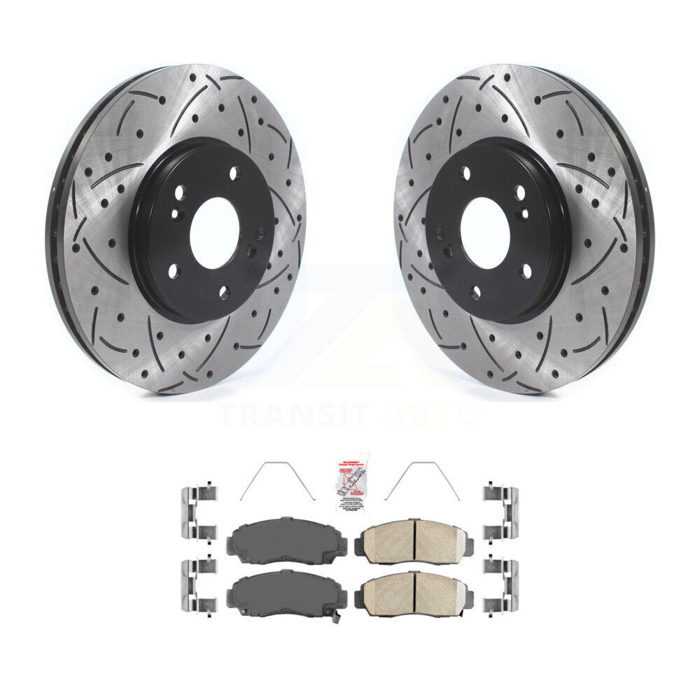 Drilled Slot Brake Rotors Ceramic Pad Front Kit For Honda Accord Acura TSX TL CL