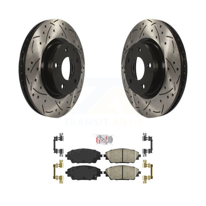 Coated Drill Slot Disc Brake Rotors Ceramic Pad Front Kit For Mazda 3 CX-3 Sport