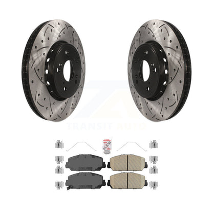 Coated Drill Slot Disc Brake Rotor Ceramic Pad Front Kit For 2013-2018 Acura RDX