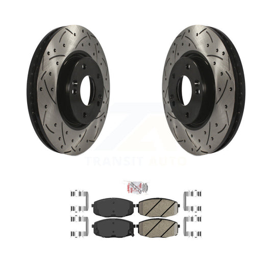 Coat Drill Slot Disc Brake Rotor Ceramic Pad Front Kit For Kia Forte Koup Forte5