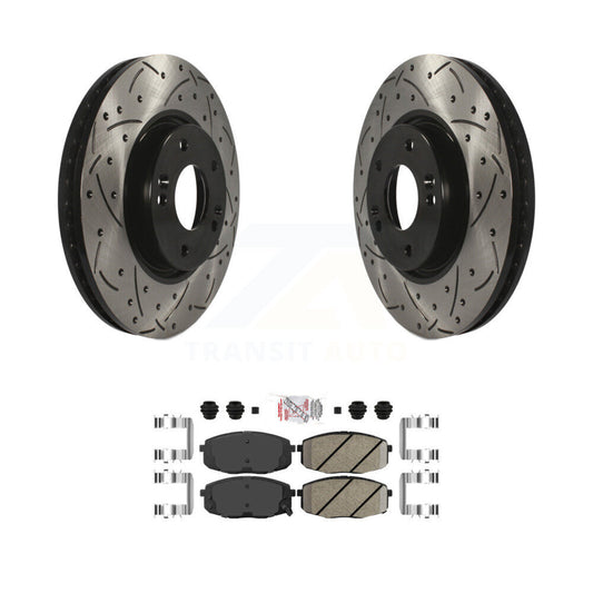 Coat Drill Slot Disc Brake Rotor Ceramic Pad Front Kit For Kia Forte Koup Forte5