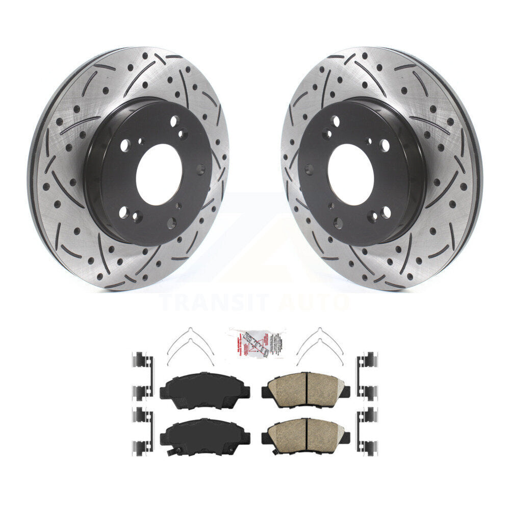 Coat Drill Slot Disc Brake Rotors Ceramic Pad Front Kit For 2011-2015 Honda CR-Z