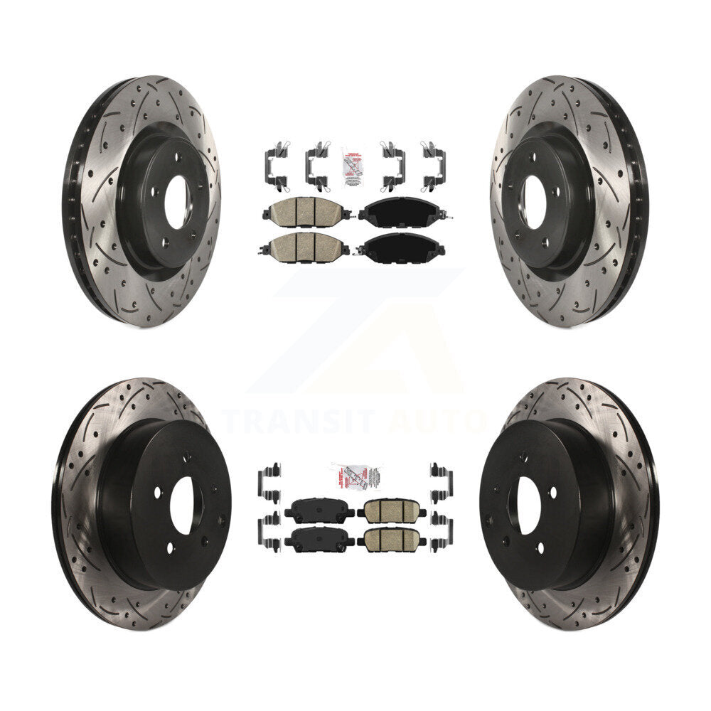 Ceramic Pad Drilled Slot Brake Rotor Front Rear Kit For Nissan Murano Pathfinder