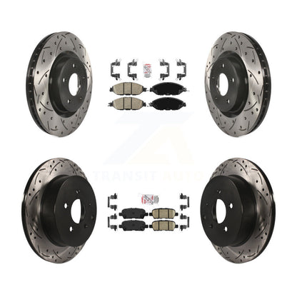 Ceramic Pad Drilled Slot Brake Rotor Front Rear Kit For Nissan Murano Pathfinder