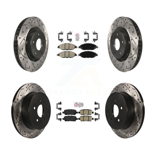 Ceramic Pad Drilled Slot Brake Rotor Front Rear Kit For Nissan Murano Pathfinder