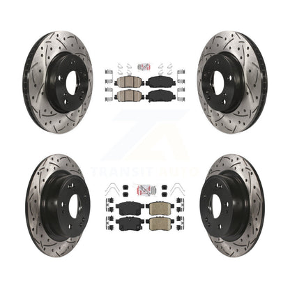 Ceramic Pad & Drilled Slot Brake Rotor Front Rear Kit For 2017 Honda Accord LX-S