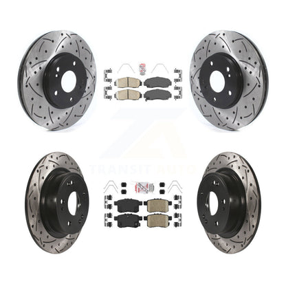 Ceramic Pad & Drilled Slot Brake Rotor Front Rear Kit For Honda Accord Acura TSX