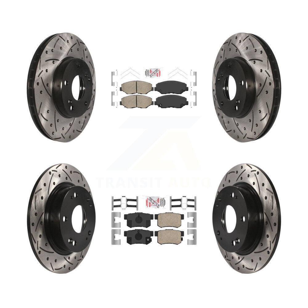Ceramic Pad Drilled Slot Brake Rotor Front Rear Kit For 2014-2015 Acura ILX 2.0L