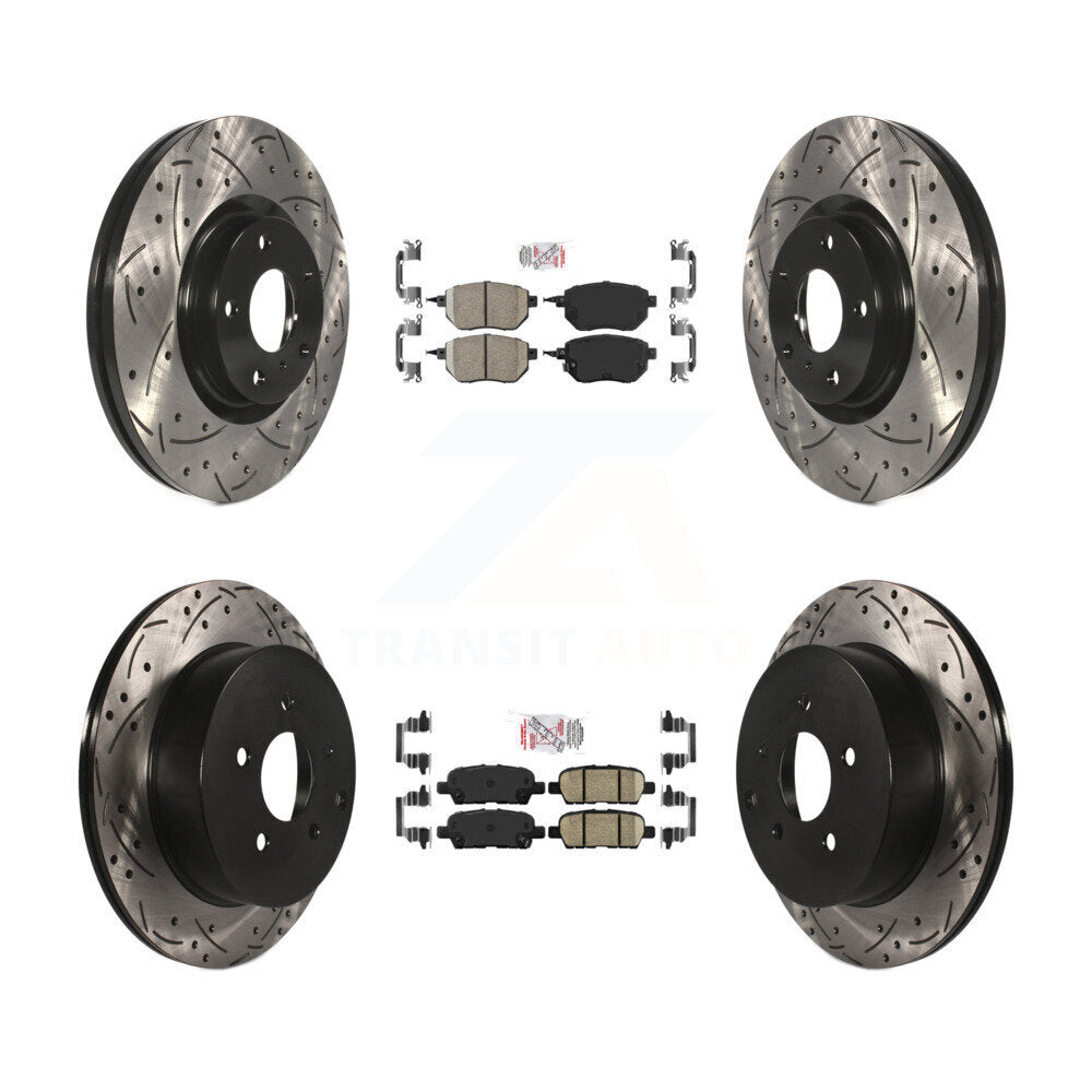 Ceramic Pad Coated Drill Slot Disc Brake Rotors Front Rear Kit For Nissan Murano