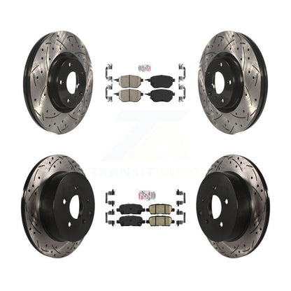 Ceramic Pad Coated Drill Slot Disc Brake Rotors Front Rear Kit For Nissan Murano