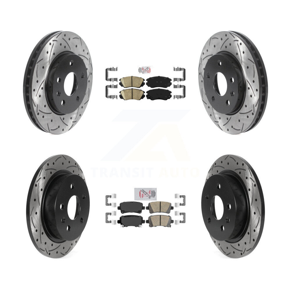 Ceramic Pad Coat Drill Slot Disc Brake Rotor Front Rear Kit For Chevrolet Malibu