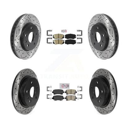 Ceramic Pad Coat Drill Slot Disc Brake Rotor Front Rear Kit For Chevrolet Malibu