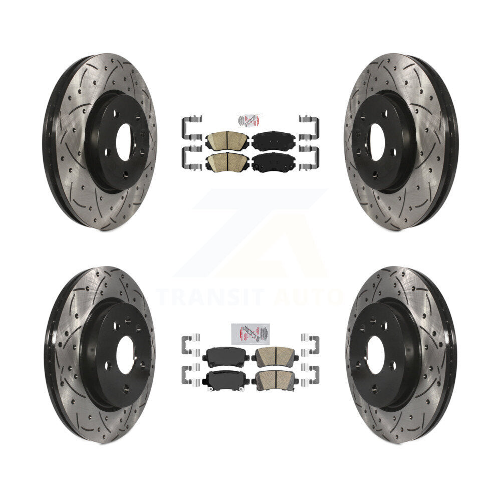 Ceramic Pad & Drilled Slot Brake Rotor Front Rear Kit For Chevrolet Malibu Buick