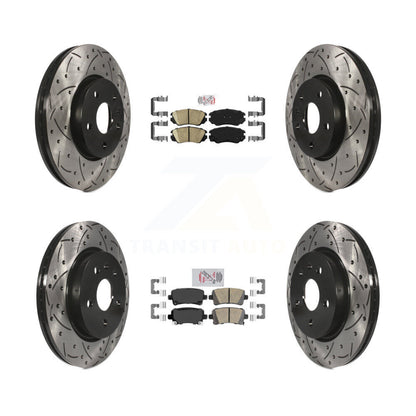 Ceramic Pad & Drilled Slot Brake Rotor Front Rear Kit For Chevrolet Malibu Buick