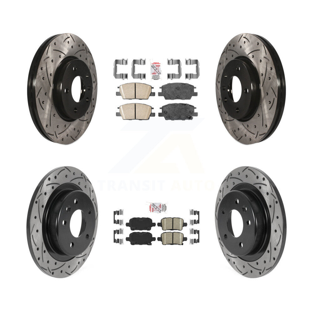 Ceramic Pad Drill Slot Disc Brake Rotor Front Rear Kit For Chevrolet Equinox GMC