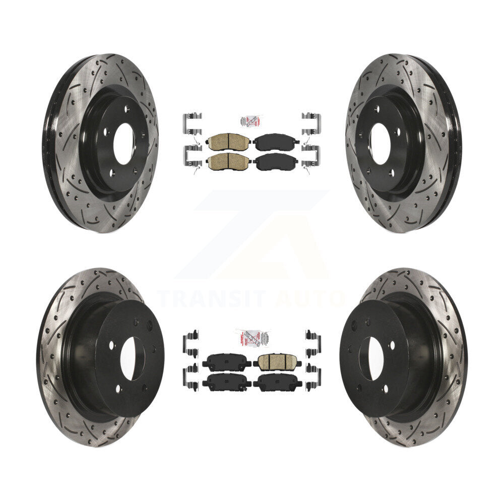 Ceramic Pad Coated Drilled Slot Disc Brake Rotors Front Rear Kit For Nissan Juke