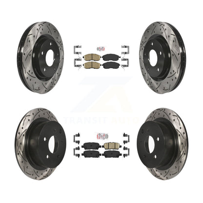 Ceramic Pad Coated Drilled Slot Disc Brake Rotors Front Rear Kit For Nissan Juke