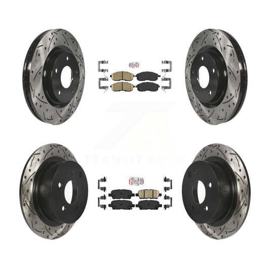 Ceramic Pad Coated Drilled Slot Disc Brake Rotors Front Rear Kit For Nissan Juke
