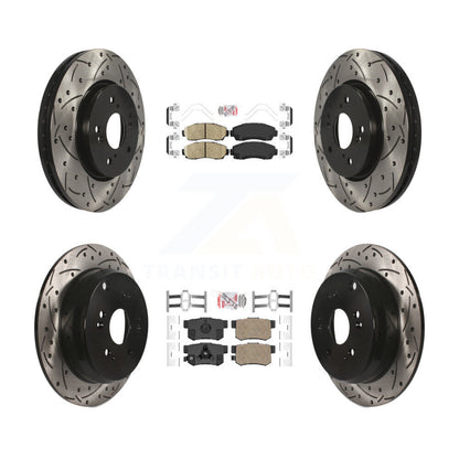 Ceramic Pad Drill Slot Disc Brake Rotors Front Rear Kit For Honda CR-V Acura RDX
