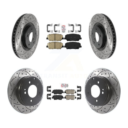 Ceramic Pad Coat Drill Slot Disc Brake Rotors Front Rear Kit For Kia Optima 2.0L