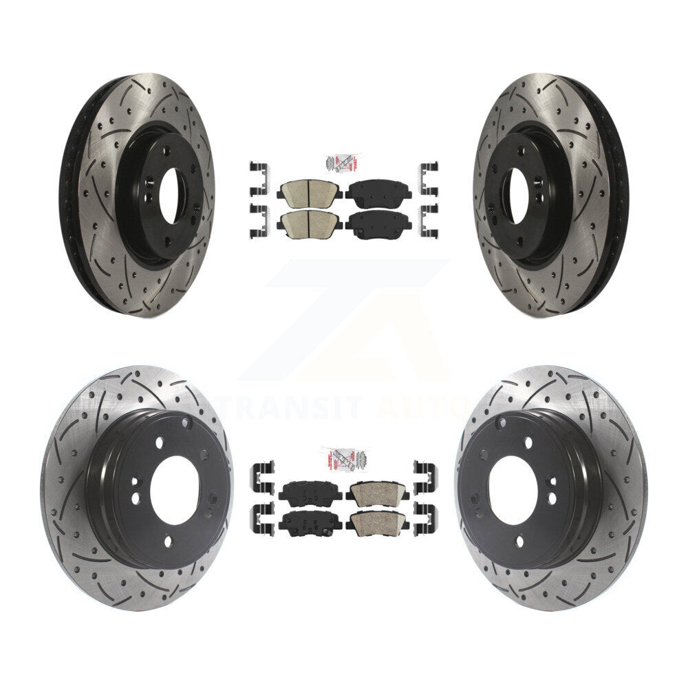 Ceramic Pad Drill Slot Brake Rotors Front Rear Kit For Hyundai Sonata Kia Optima