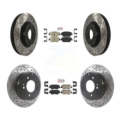 Ceramic Pad Drill Slot Brake Rotors Front Rear Kit For Hyundai Sonata Kia Optima